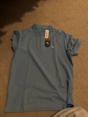 Tommy Bahama Light Blue Polo with Embroidered Dolphin